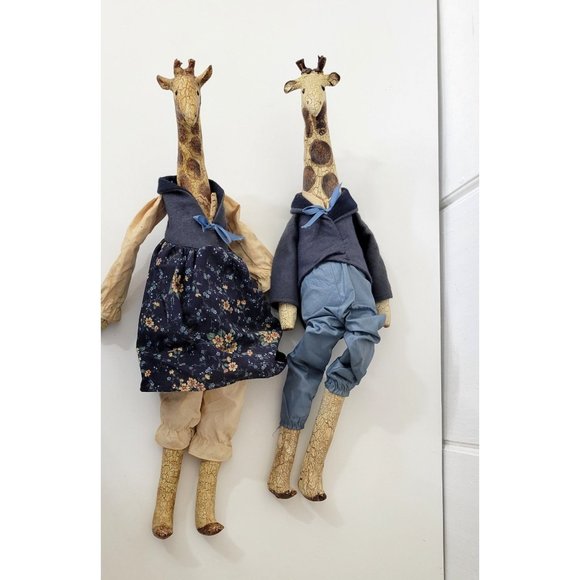 Vintage Artist Folk Dolls Dressed Giraffe Couple - Picture 5 of 7